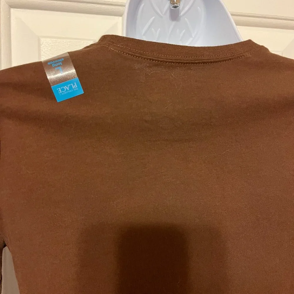 NWT Children's Place cute brown long sleeve text message top size 10/12